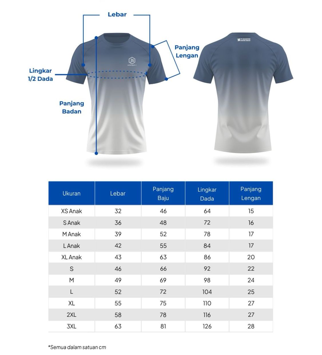 Size Chart Jersey